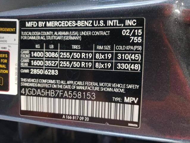 2015 MERCEDES-BENZ ML 350 4MA 4JGDA5HB7FA558153