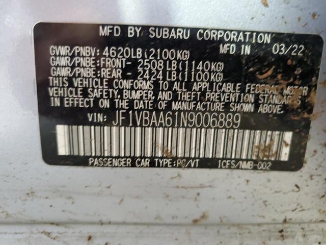 2022 SUBARU WRX JF1VBAA61N9006889