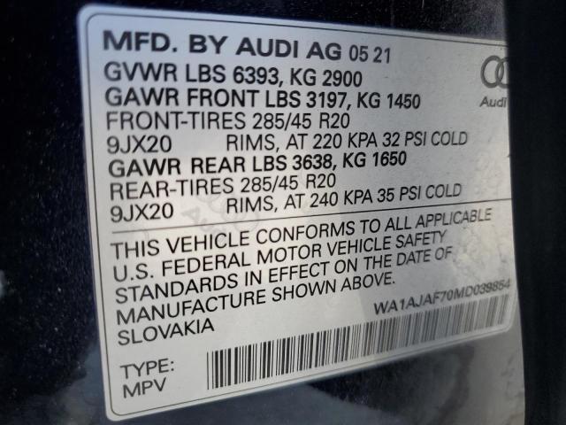 2021 AUDI Q7 PREMIUM WA1AJAF70MD039854