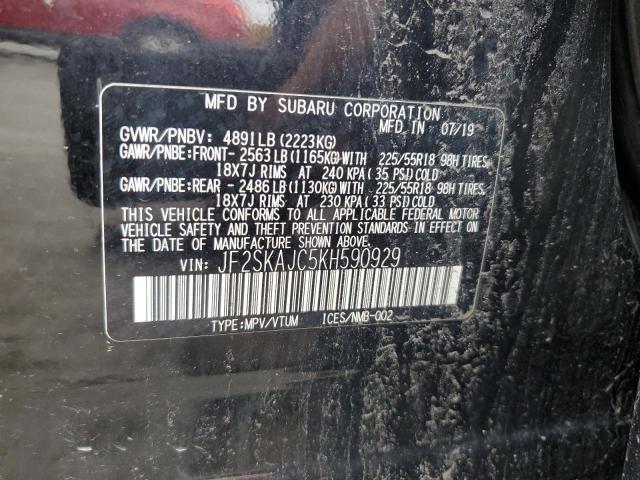 2019 SUBARU FORESTER S JF2SKAJC5KH590929