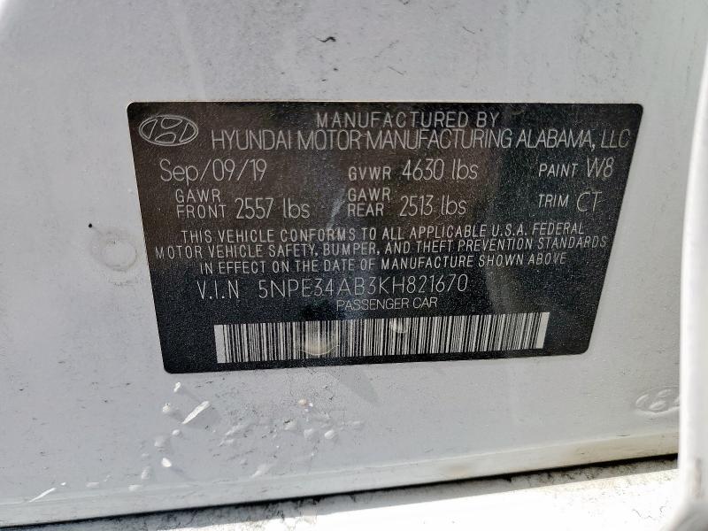 2019 HYUNDAI SONATA LIM 5NPE34AB3KH821670