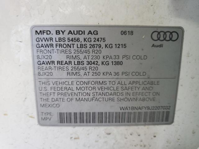 2018 AUDI Q5 PREMIUM WA1BNAFY9J2207032