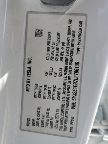 2020 TESLA MODEL 3 5YJ3E1EB7LF796136