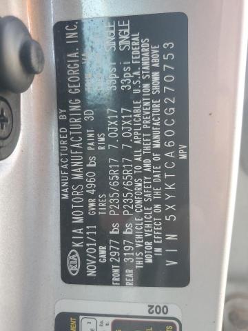 2012 KIA SORENTO BA - 5XYKTCA60CG270753