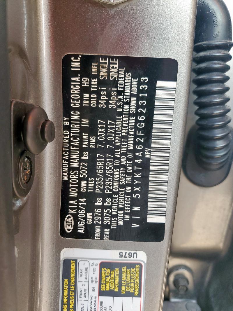 2015 KIA SORENTO LX 5XYKT4A62FG623133