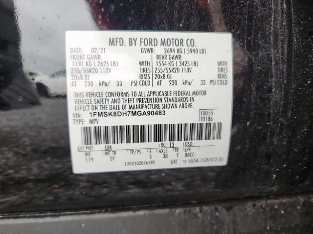 2021 FORD EXPLORER X 1FMSK8DH7MGA90483