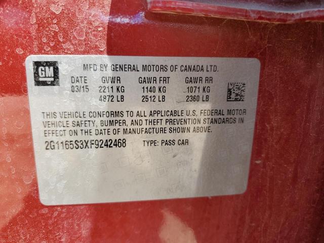 2015 CHEVROLET IMPALA LTZ 2G1165S3XF9242468