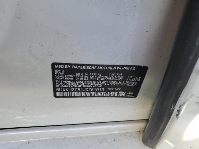 2018 BMW X6 XDRIVE3 5UXKU2C51J0Z61013