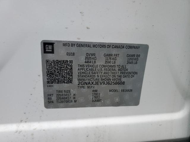 2018 CHEVROLET EQUINOX LT 2GNAXJEV9J6258608
