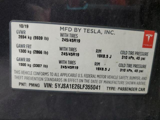 2020 TESLA MODEL S - 5YJSA1E26LF355041