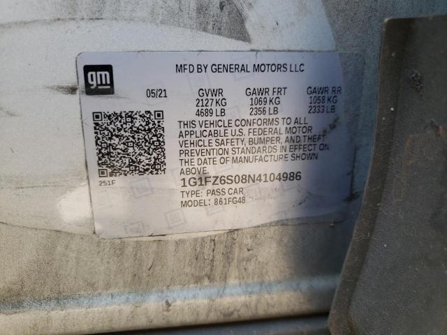 2022 CHEVROLET BOLT EUV P 1G1FZ6S08N4104986