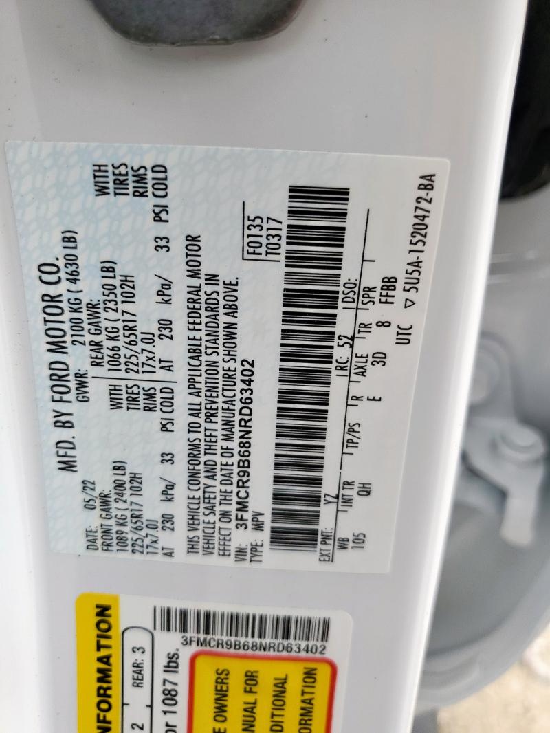 2022 FORD BRONCO SPO 3FMCR9B68NRD63402