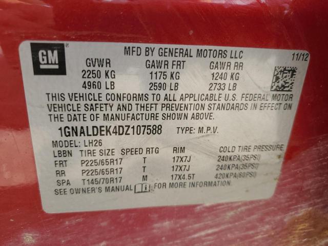 2013 CHEVROLET EQUINOX LT - 1GNALDEK4DZ107588