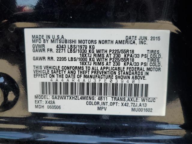 2015 MITSUBISHI OUTLANDER 4A4AR4AU3FE039401