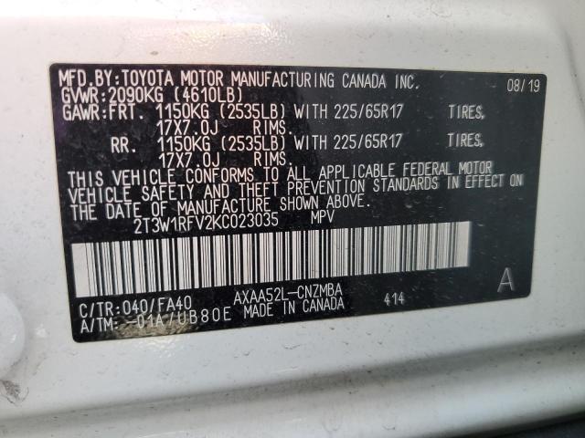 2019 TOYOTA RAV4 XLE - 2T3W1RFV2KC023035