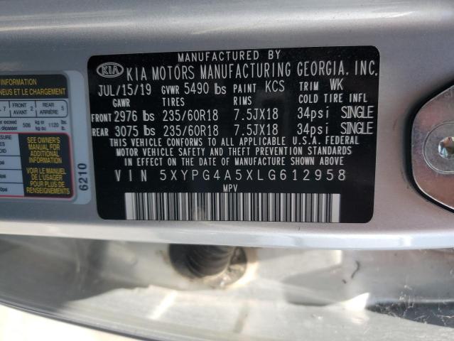 2020 KIA SORENTO S 5XYPG4A5XLG612958