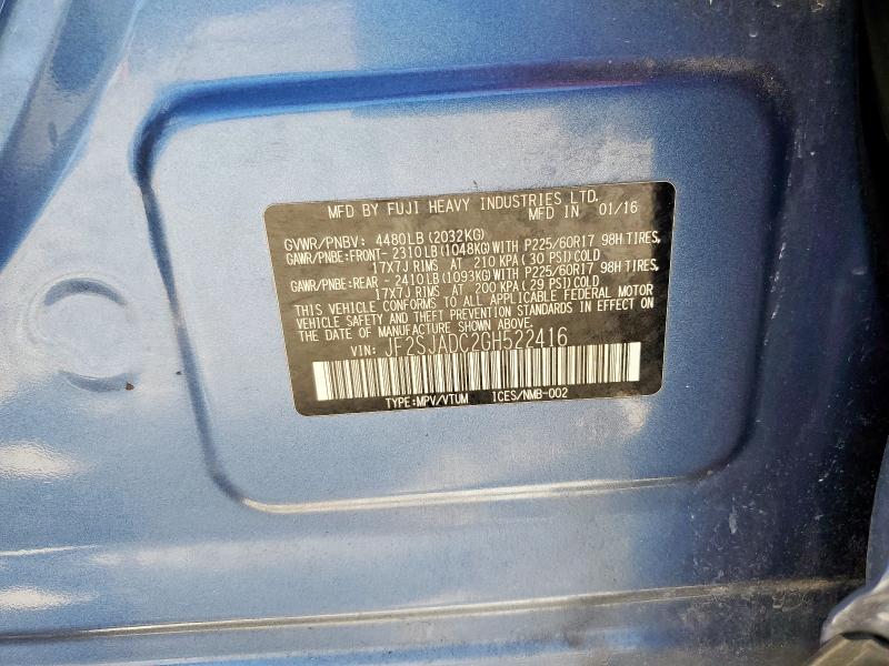 2016 SUBARU FORESTER 2 JF2SJADC2GH522416