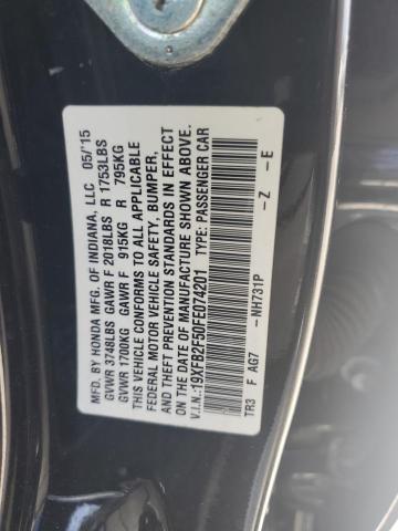 2015 HONDA CIVIC LX 19XFB2F50FE074201