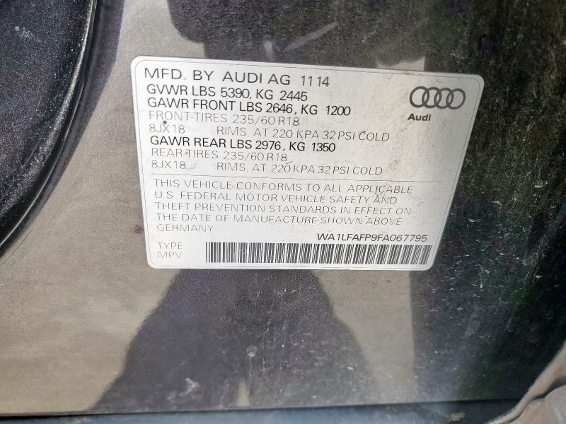 2015 AUDI Q5 PREMIUM WA1LFAFP9FA067795