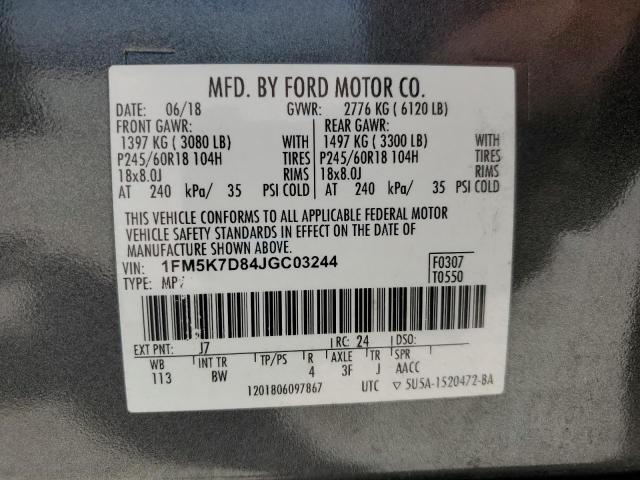 2018 FORD EXPLORER X 1FM5K7D84JGC03244