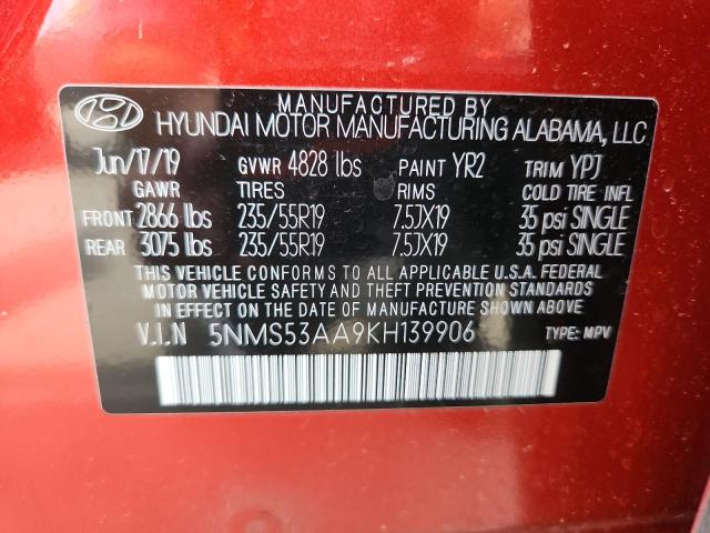 2019 HYUNDAI SANTA FE L 5NMS53AA9KH139906