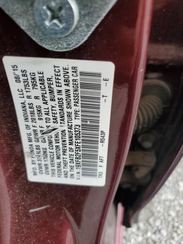 Lot #3212499844 2015 HONDA CIVIC LX