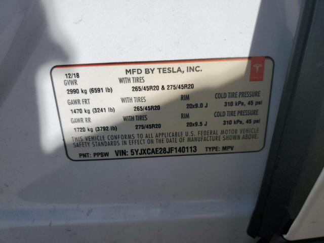 2018 TESLA MODEL X 5YJXCAE28JF140113
