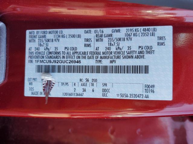 2016 FORD ESCAPE TIT - 1FMCU9J92GUC26946