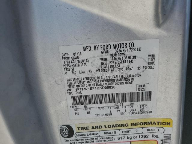 2011 FORD F150 SUPER - 1FTFW1EF1BKD05820
