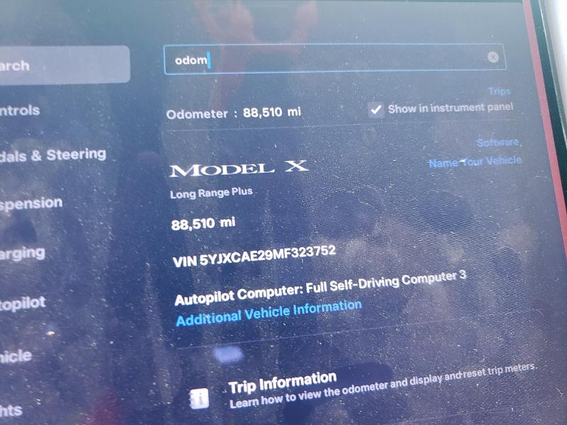 2021 TESLA MODEL X 5YJXCAE29MF323752