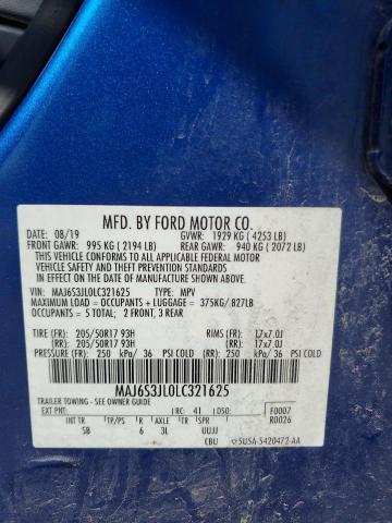 2020 FORD ECOSPORT S MAJ6S3JL0LC321625