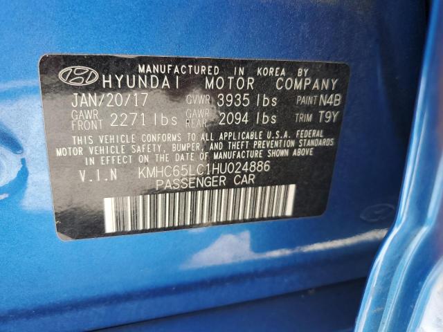 2017 HYUNDAI IONIQ BLUE KMHC65LC1HU024886