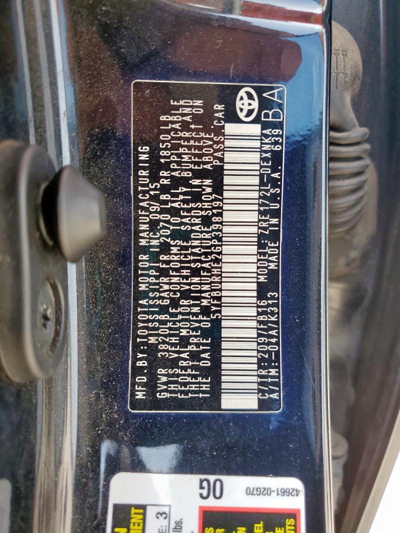 2016 TOYOTA COROLLA L - 5YFBURHE2GP398197
