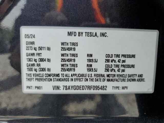 2024 TESLA MODEL Y 7SAYGDED7RF095482