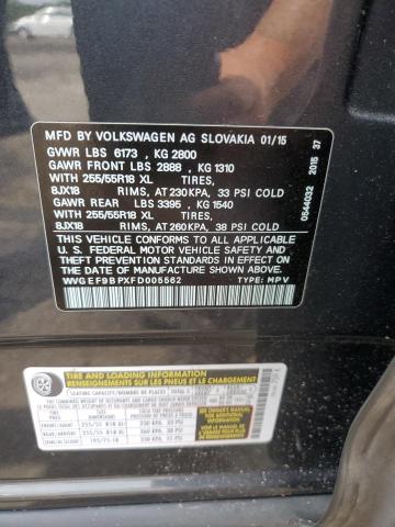 2015 VOLKSWAGEN TOUAREG V6 WVGEF9BPXFD005562