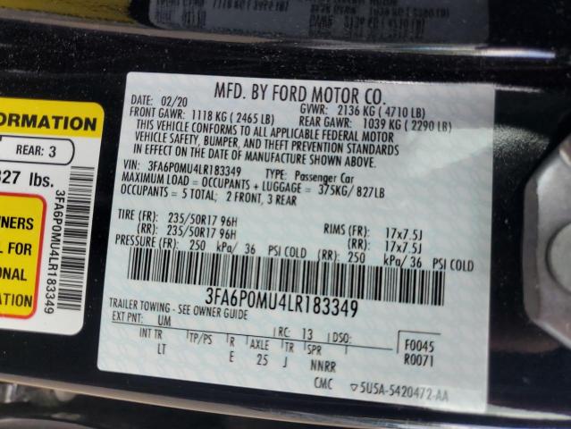 2020 FORD FUSION SEL 3FA6P0MU4LR183349