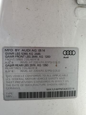 2015 AUDI Q5 PREMIUM WA1LFAFPXFA003314