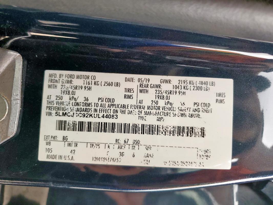 2019 LINCOLN MKC RESERV - 5LMCJ3C92KUL44083