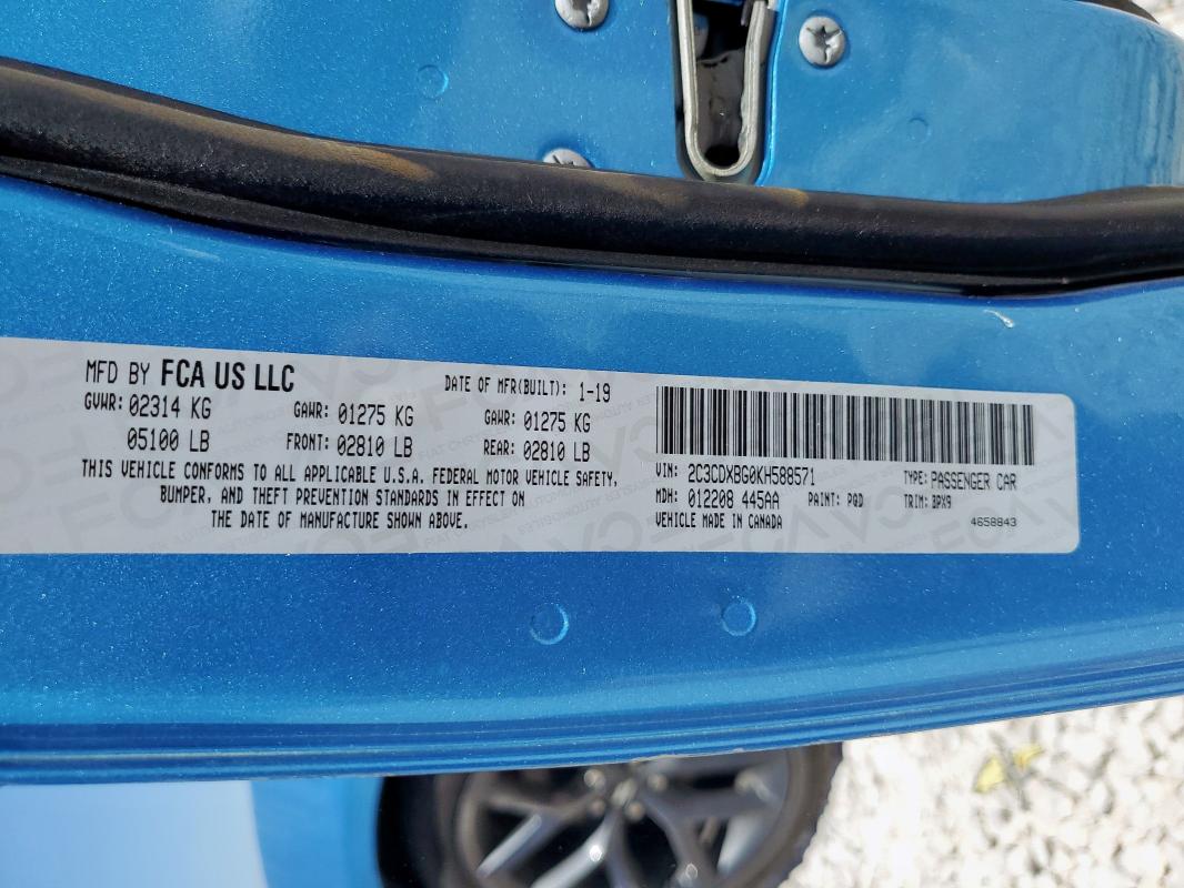 2019 DODGE CHARGER SX 2C3CDXBG0KH588571