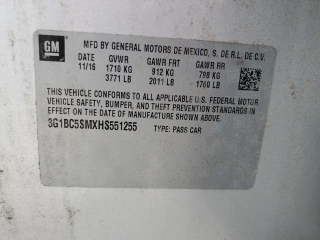 2017 CHEVROLET CRUZE LS 3G1BC5SMXHS551255