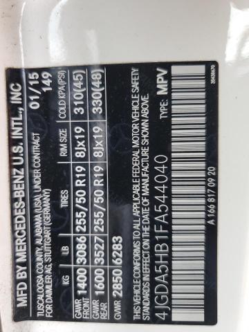 2015 MERCEDES-BENZ ML 350 4MA 4JGDA5HB1FA544040