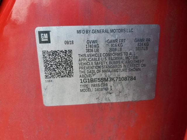 2019 CHEVROLET CRUZE LT - 1G1BE5SM3K7108784