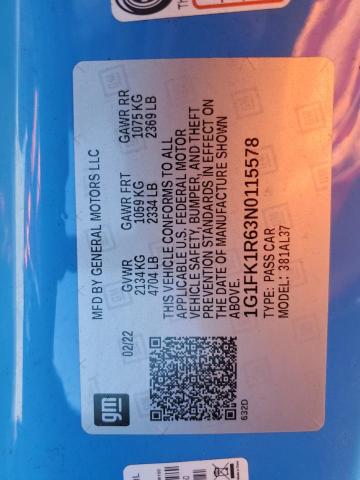 2022 CHEVROLET CAMARO ZL1 1G1FK1R63N0115578