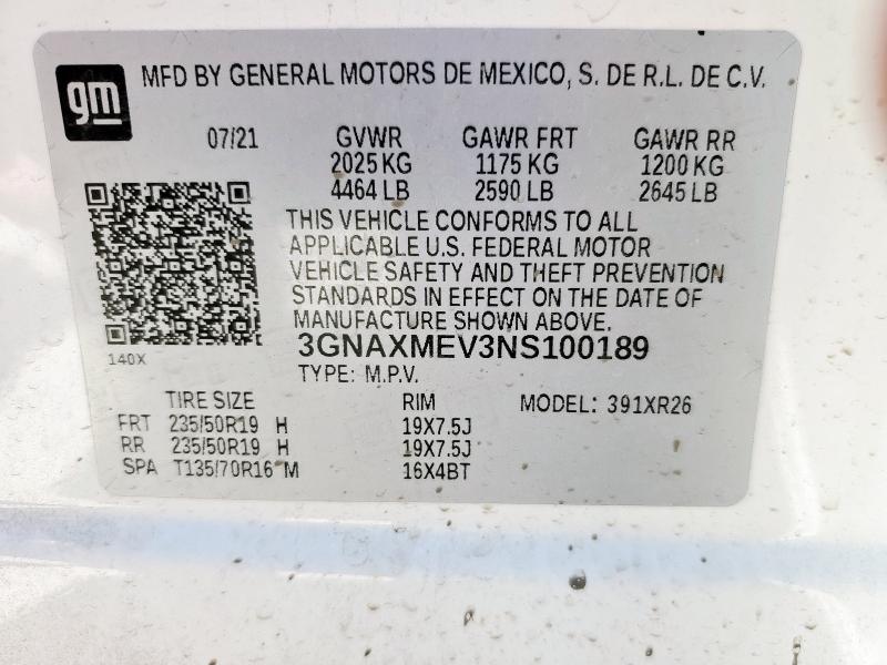 2022 CHEVROLET EQUINOX RS 3GNAXMEV3NS100189