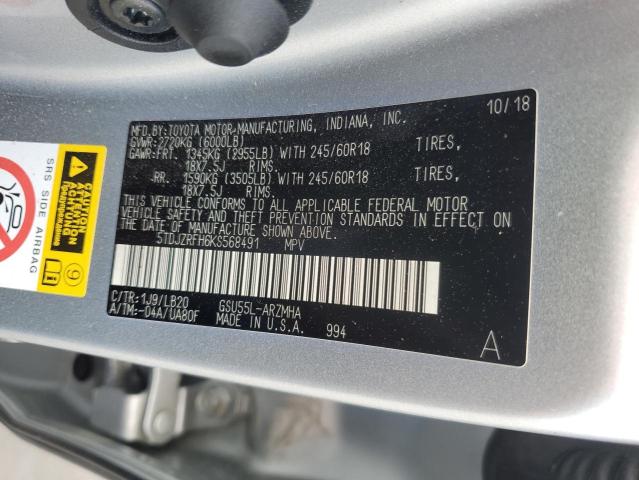 2019 TOYOTA HIGHLANDER SE - 5TDJZRFH6KS568491