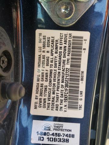 2016 HONDA CIVIC EX 19XFC1F38GE212722