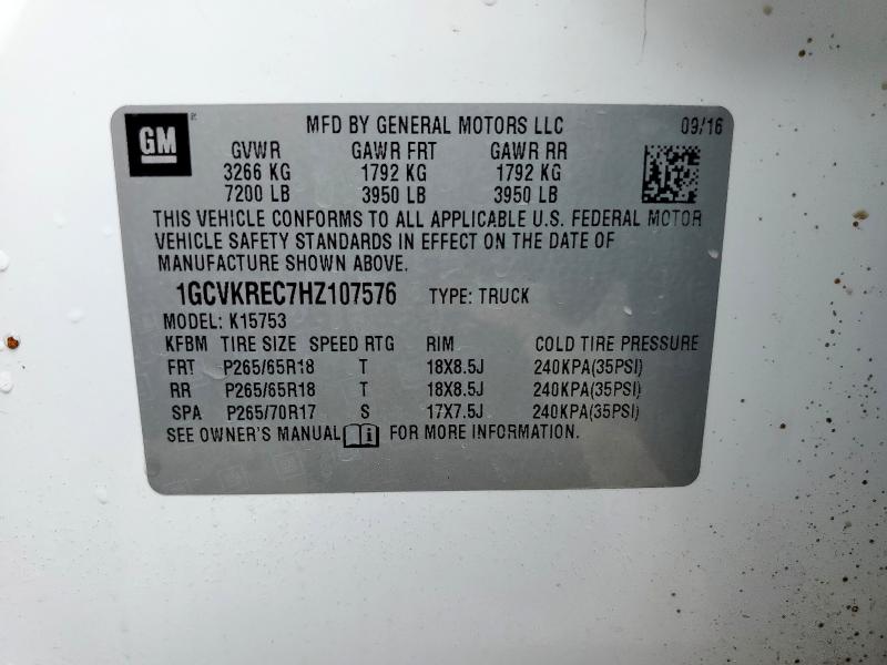 2017 CHEVROLET SILVERADO - 1GCVKREC7HZ107576