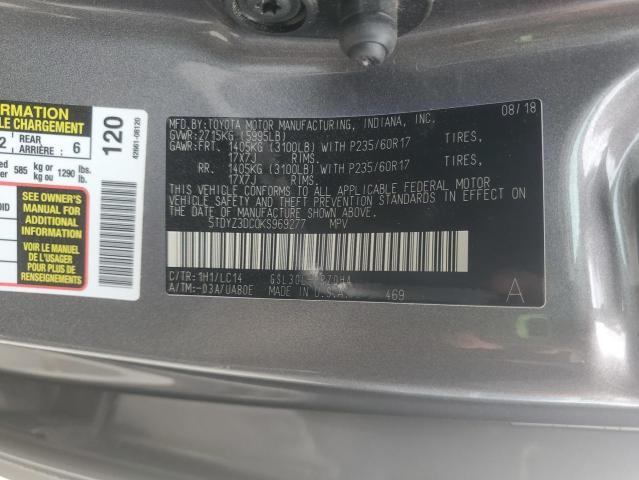 2019 TOYOTA SIENNA XLE 5TDYZ3DC0KS969277