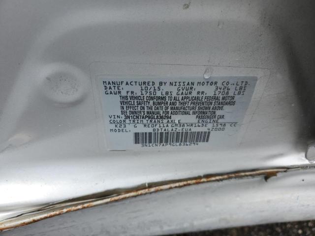 2016 NISSAN VERSA SL W 3N1CN7AP9GL836294