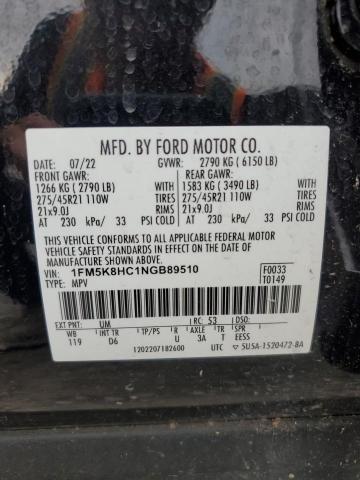 2022 FORD EXPLORER PLATINUM 1FM5K8HC1NGB89510